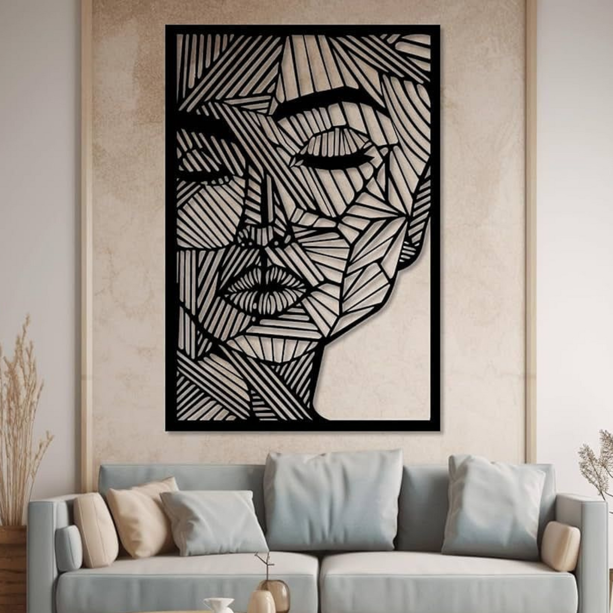 Modern Abstract Face Wall Art – Laser Cut Metal Design
